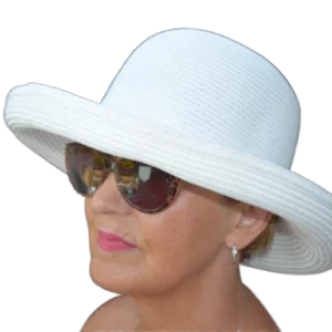Upturned Panama Style Hat - White
