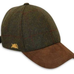 WildBoar Tweed Baseball Cap w/ Leather Peak - One size/ Adjustable