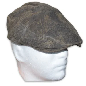 Olive Leather Flat cap