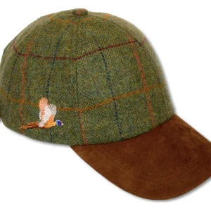 Flying Pheasant Light Green Tweed Mix Adjustable Size, Leather Peak Baseball