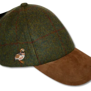 Partridge Tweed Baseball Adjustable strap, Leather peak