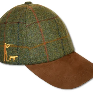 Shooter and Dog Light Green Tweed Mix Adjustable Size, Leather Peak Baseball