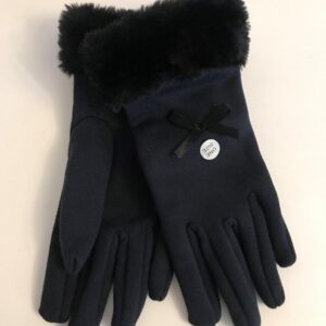 Glove with faux fur cuff and bow detail