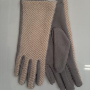Grey suede and herringbone gloves