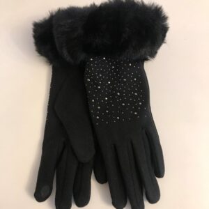 Sparkly gloves with deluxe faux fur